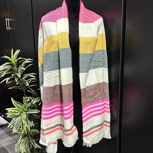 GAP Wrap/Scarf Multi color large stri midweight hem, warm,colorful,midweight